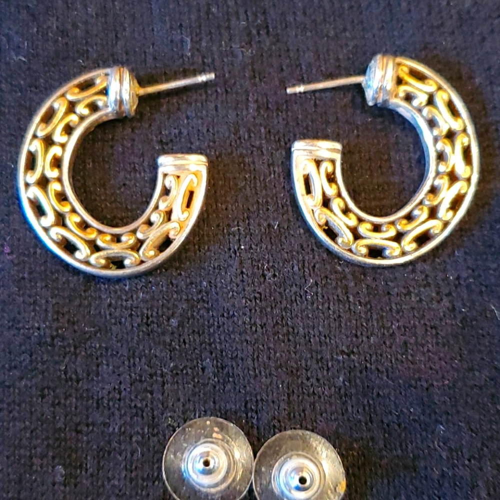 Brighton Two-tone Silver&Gold Tone Hoop Earrings